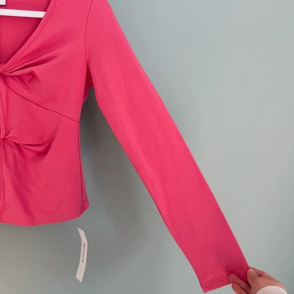 NWT Reformation "Silas" Snapdragon Pink Front Cutout Long Sleeve Knit Top - Picture 6 of 15